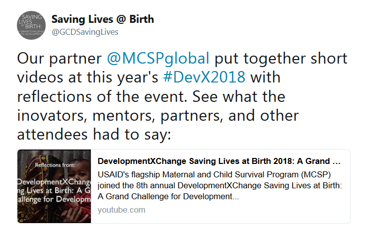 Saving Lives at Birth tweet